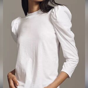 Something Navy White Puff Sleeve Top Blouse